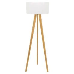 Lampa na drewnianym trójnogu abażur biały LOTTA