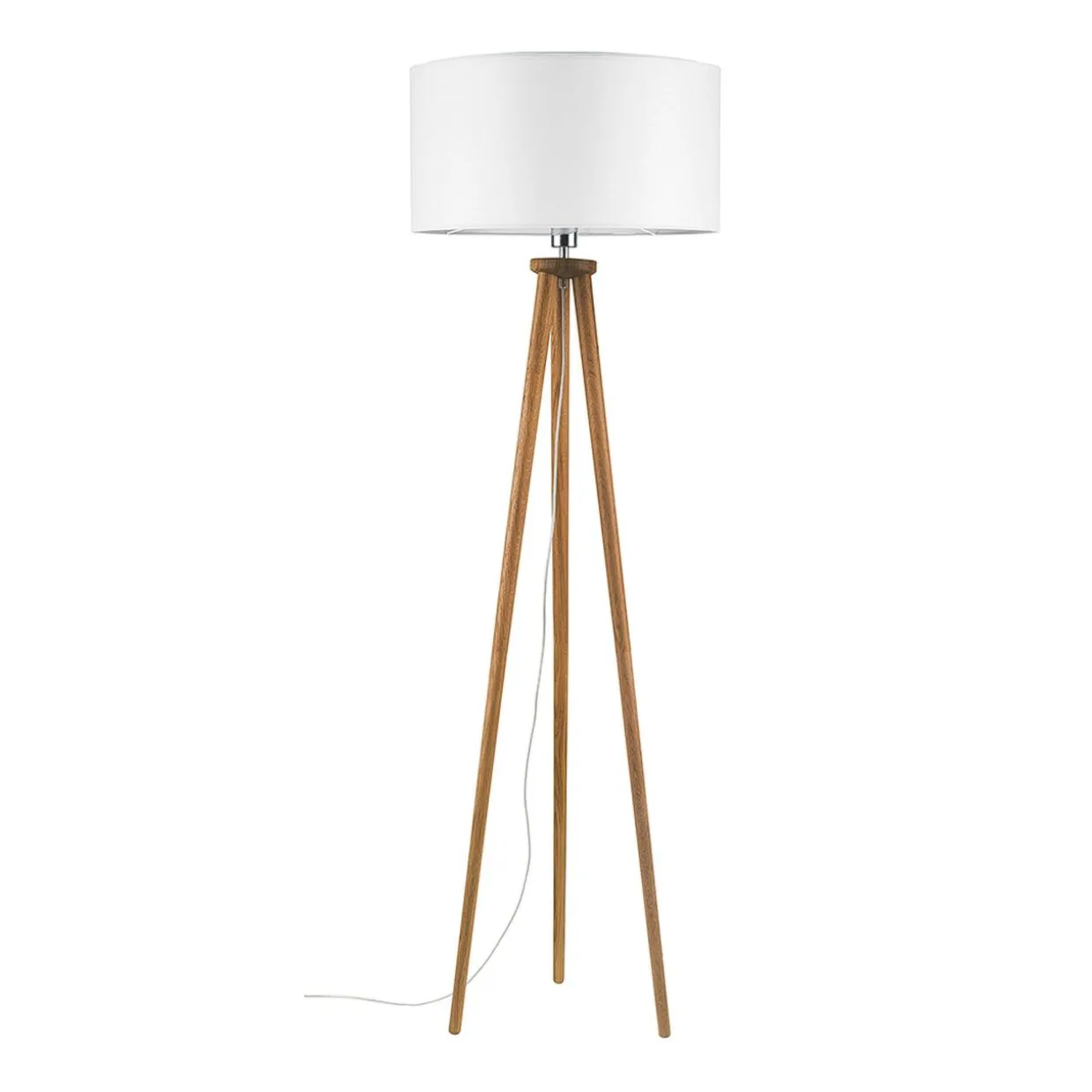 Lampa na drewnianym trójnogu abażur biały ENNIE