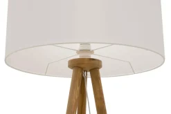 Lampa na drewnianym trójnogu abażur biały ENNIE