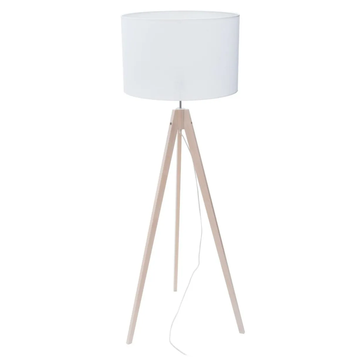 Lampa na drewnianym trójnogu abażur biały DOVE