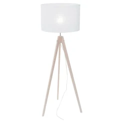 Lampa na drewnianym trójnogu abażur biały DOVE