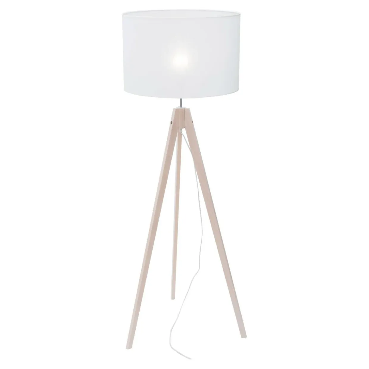 Lampa na drewnianym trójnogu abażur biały DOVE