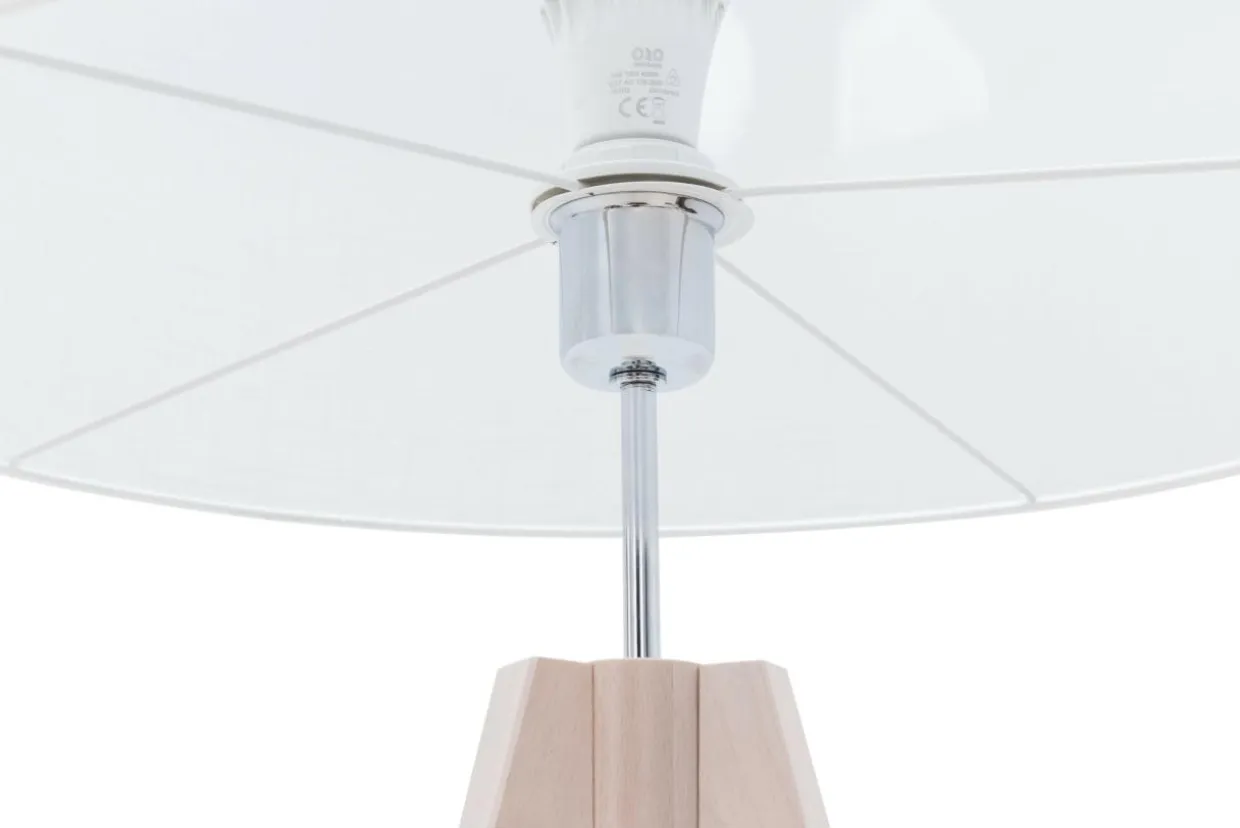Lampa na drewnianym trójnogu abażur biały DOVE