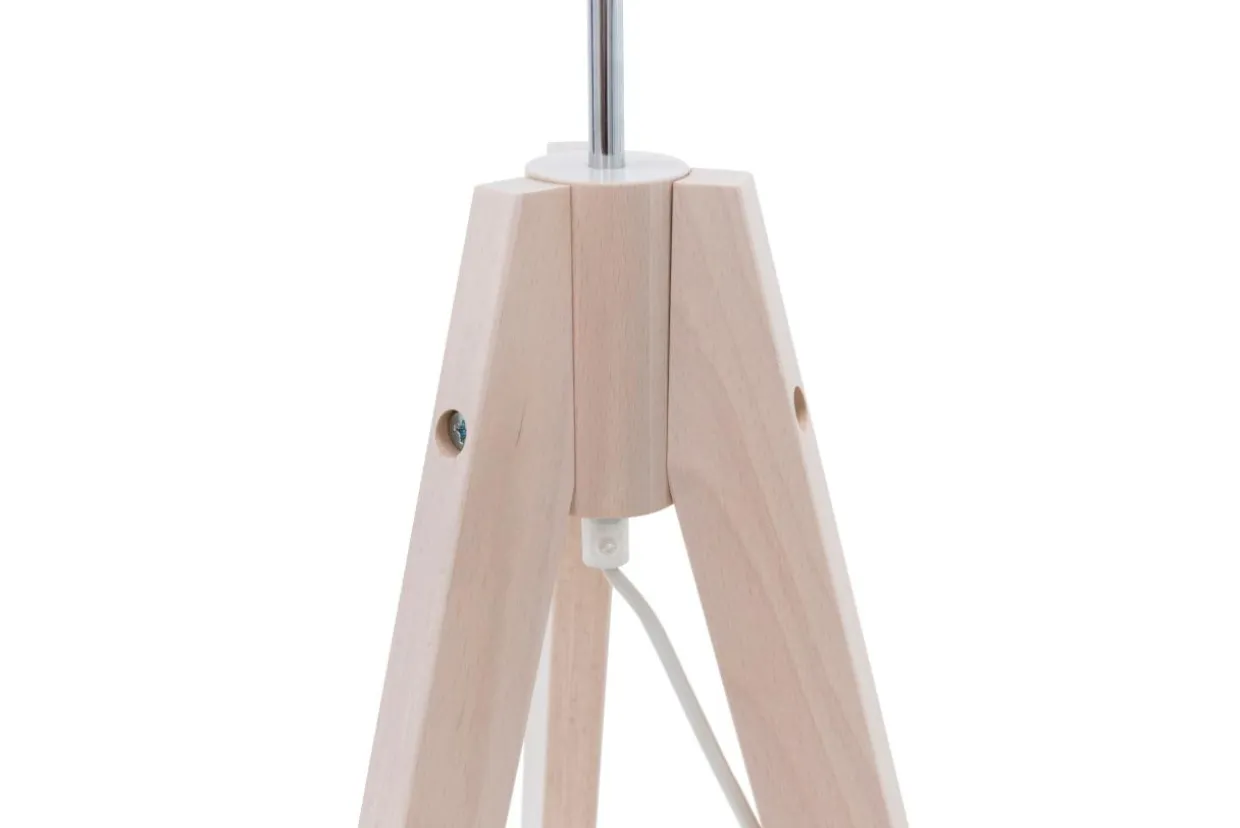Lampa na drewnianym trójnogu abażur biały DOVE