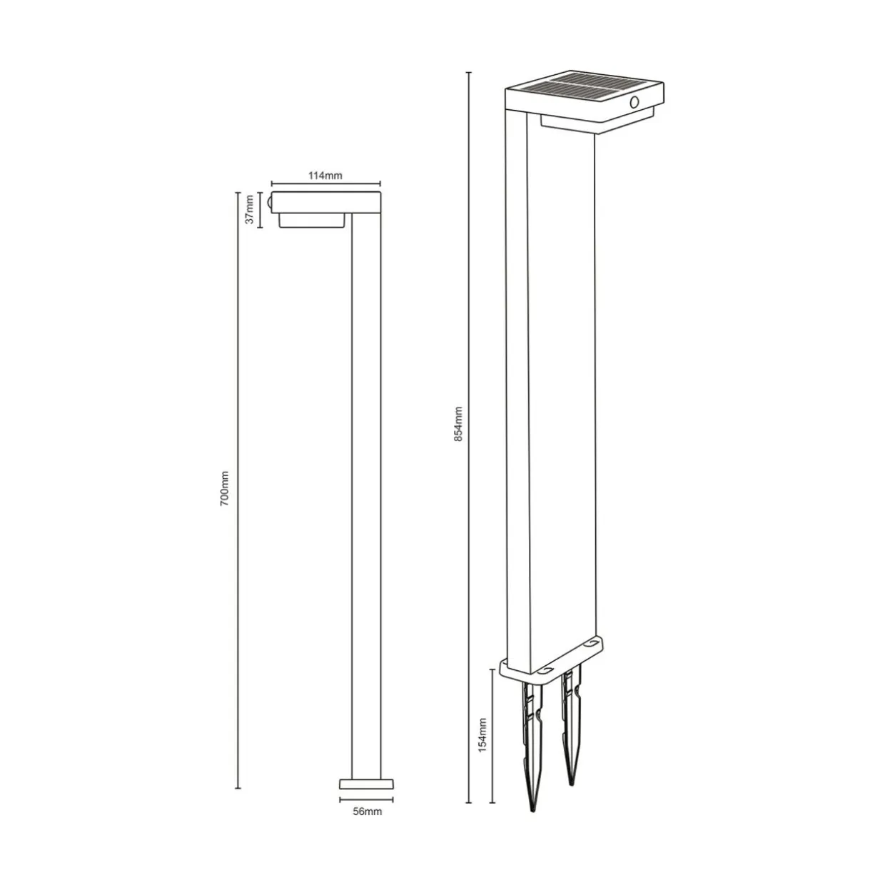 Lampa ogrodowa solarna czarna GRID