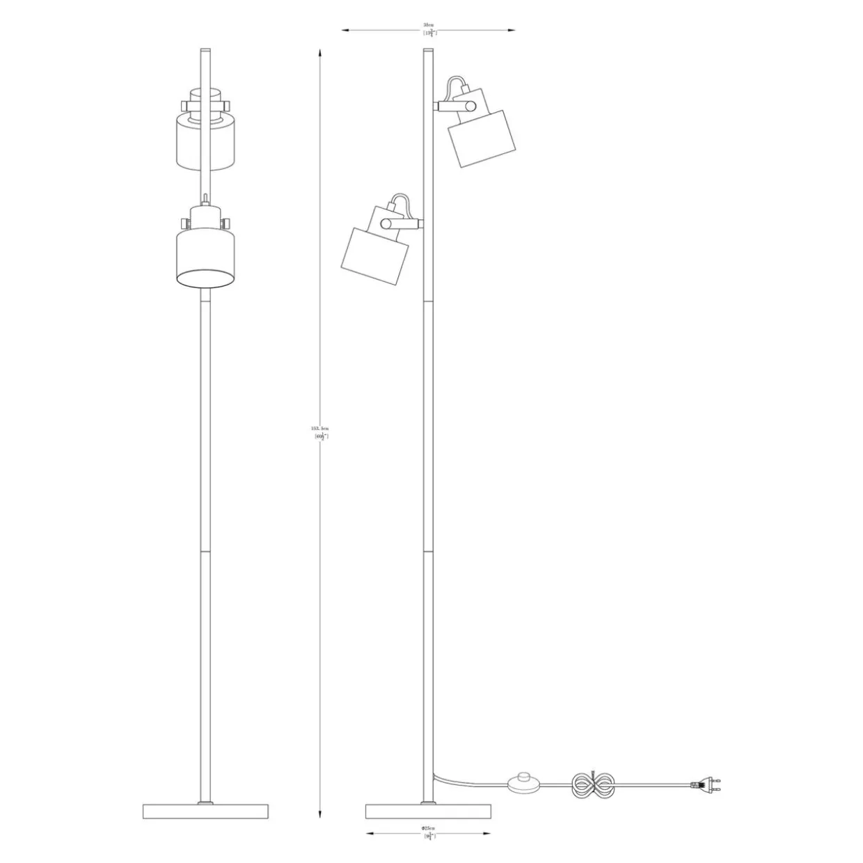 Lampa podłogowa 2 reflektory czarna DRACO