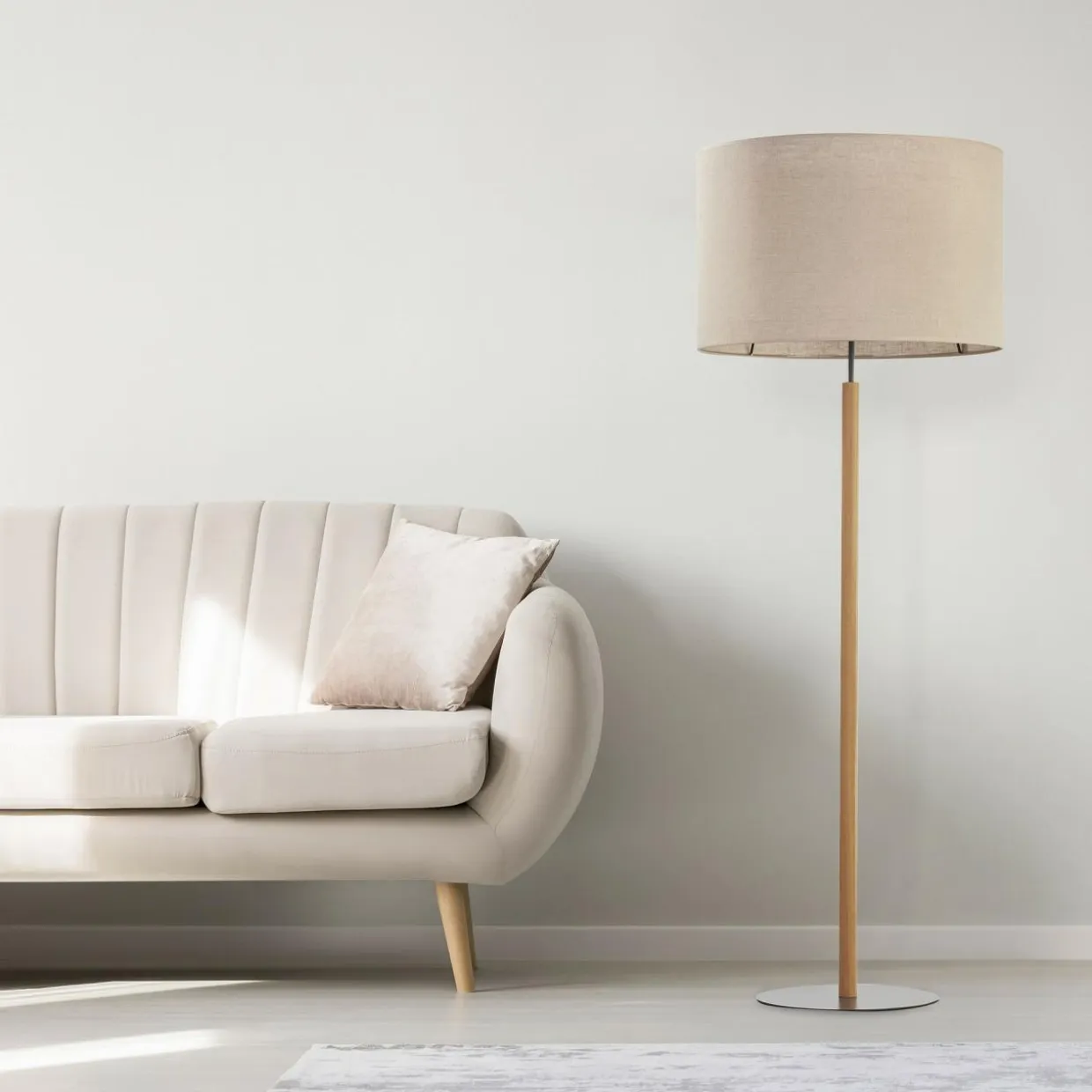 Lampa podłogowa abażur szary DEVA NATURE