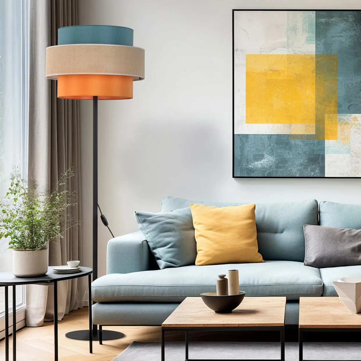 Lampa podłogowa abażur TRIO JUTA