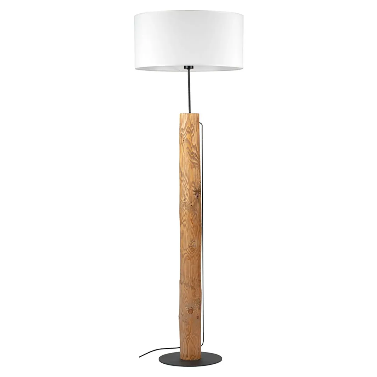 Lampa podłogowa drewniana podstawa biały abażur PINO