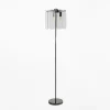 Lampa podłogowa dymione szkło czarna NIRA