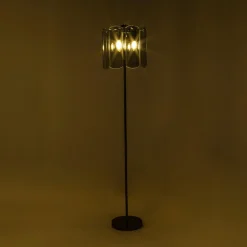 Lampa podłogowa dymione szkło czarna NIRA
