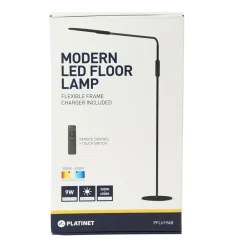 Lampa podłogowa LED czarna ze sterowaniem manualnym i na pilota
