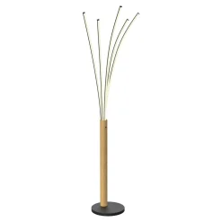 Lampa podłogowa LED VELDEN czarna drewniana