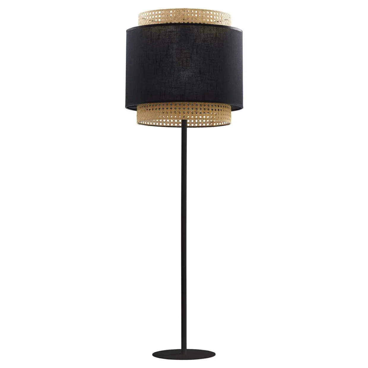 Lampa podłogowa rattanowa czarna BOHO 145 cm