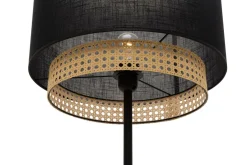 Lampa podłogowa rattanowa czarna BOHO 145 cm