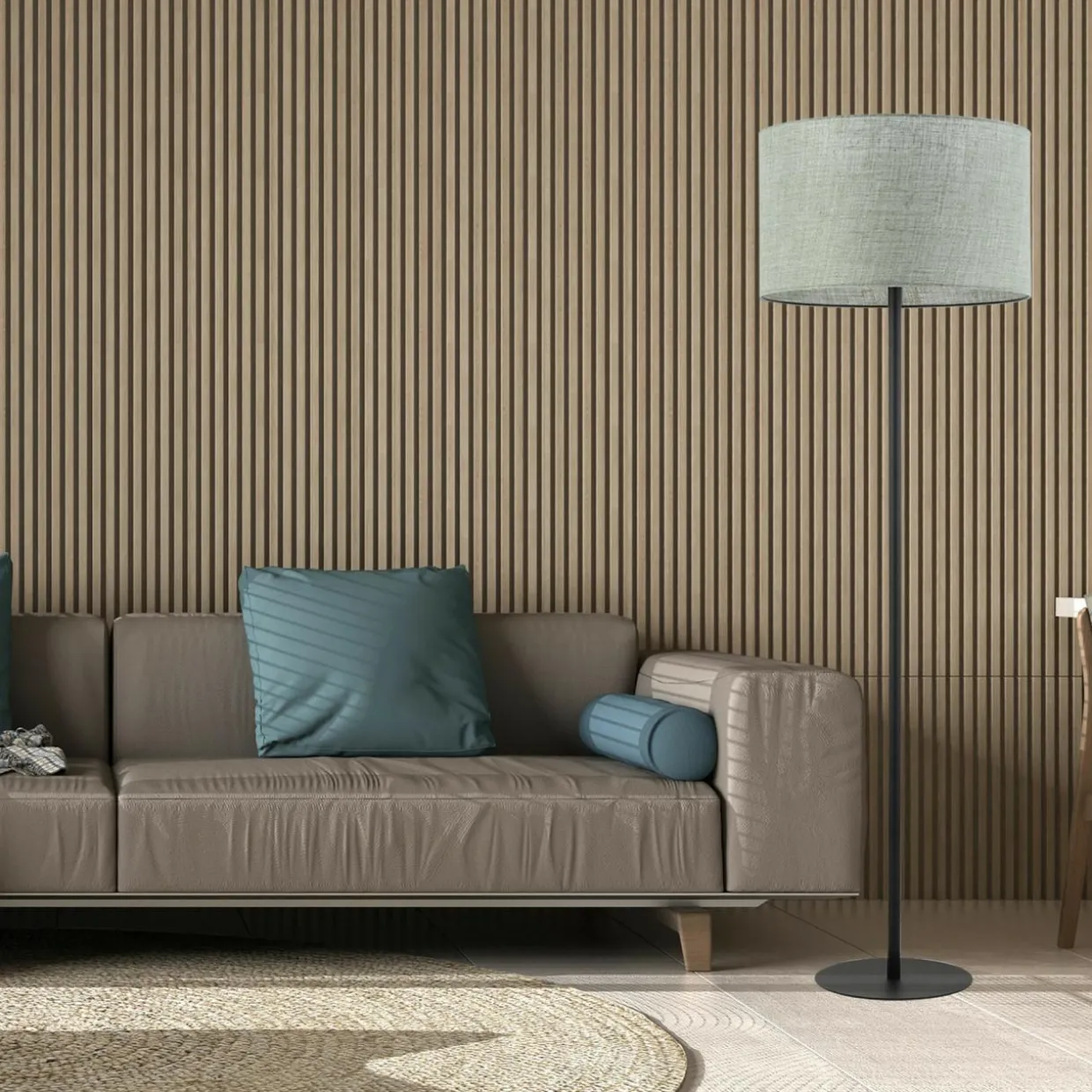 Lampa podłogowa szarozielona EARTH