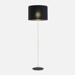 Lampa podłogowa z abażurem czarno-złota UMBERTO