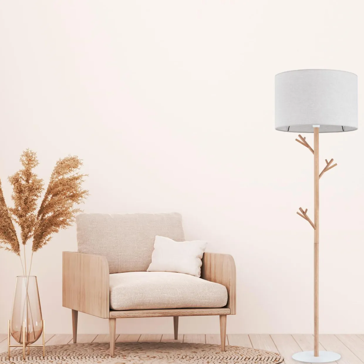 Lampa podłogowa z abażurem ALBERO LINEN