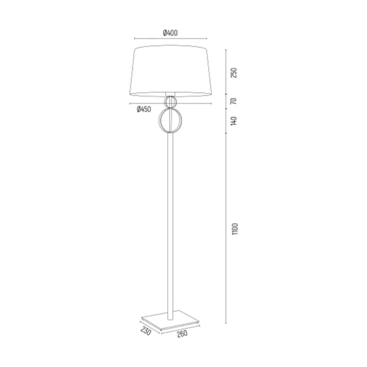 Lampa podłogowa z abażurem czarno-złota PERSEO