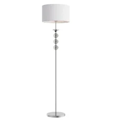 Lampa podłogowa ze szklaną ozdobą biały abażur REA