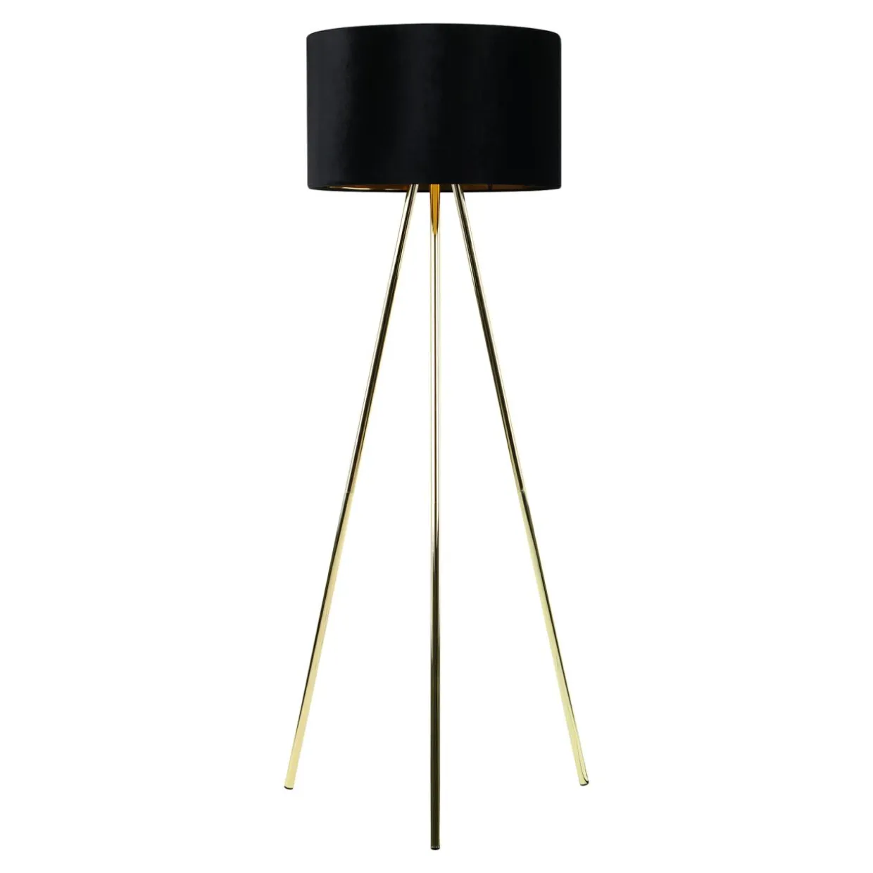 Lampa podłogowa złota abażur czarny UMBERTO