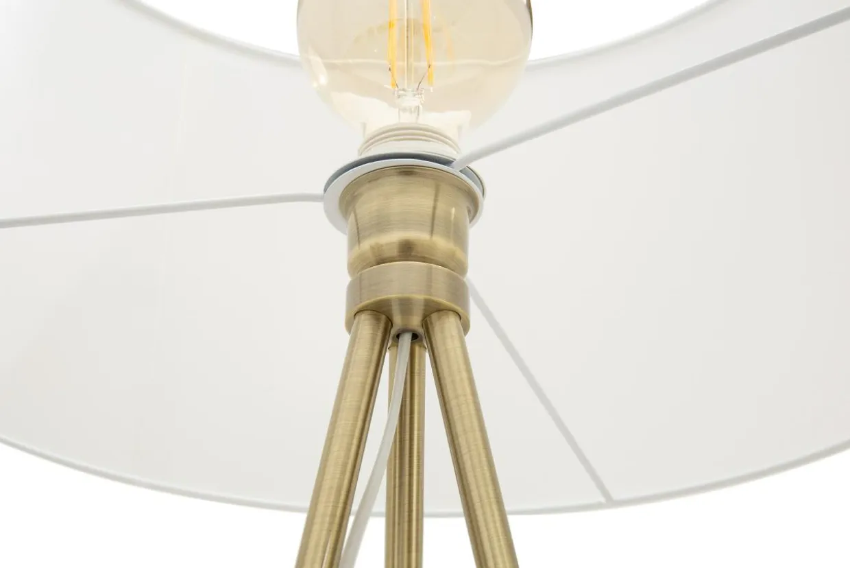 Lampa stojąca trónóg abażur biały CARA