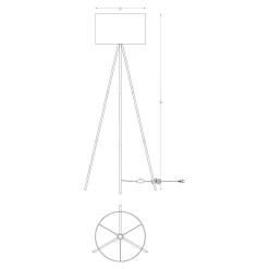 Lampa stojąca trónóg abażur biały CARA