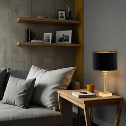 Lampa stołowa abażur czarno-złota ABBANO
