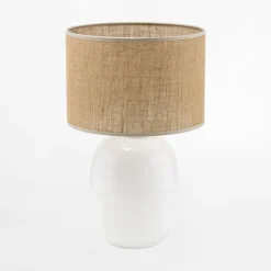 Lampa stołowa biała z abażurem juta MELODY