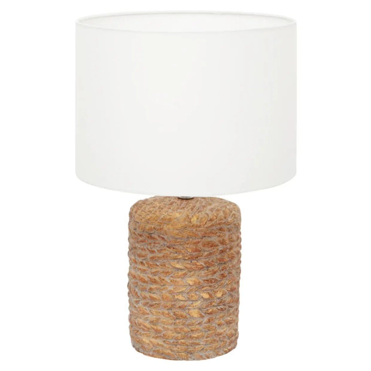 Lampa stołowa ceramiczna biała/rattan LUCIA