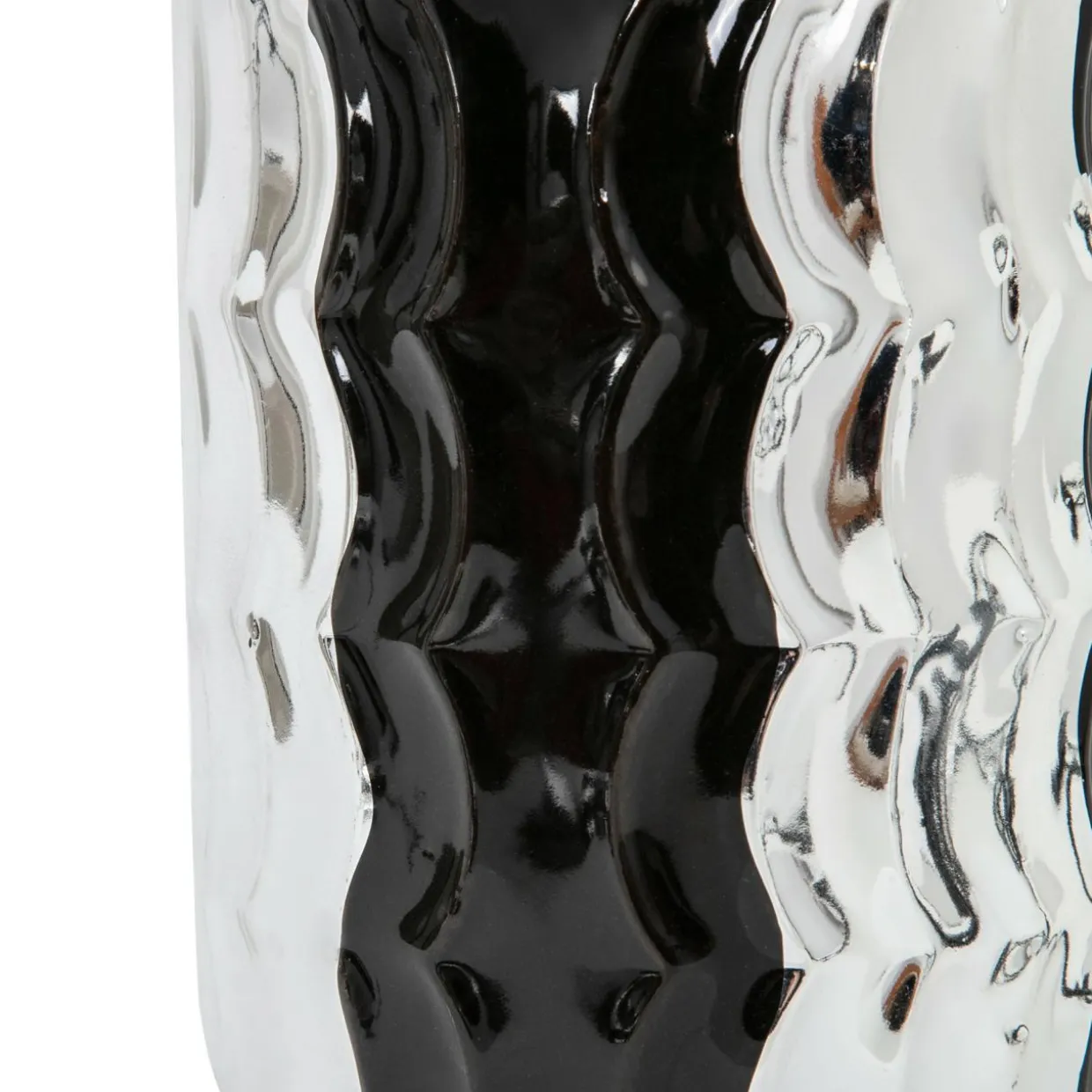 Lampa stołowa ceramiczna czarno-srebrna, 38 cm