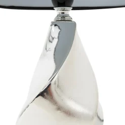 Lampa stołowa ceramiczna czarno-srebrna 31 cm