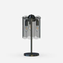 Lampa stołowa dymione szkło czarna NIRA