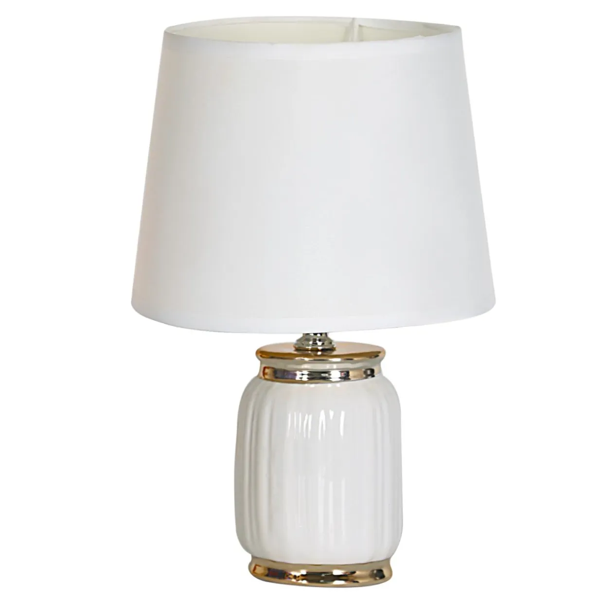 Lampa stołowa glamour biało-złota 26,5 cm