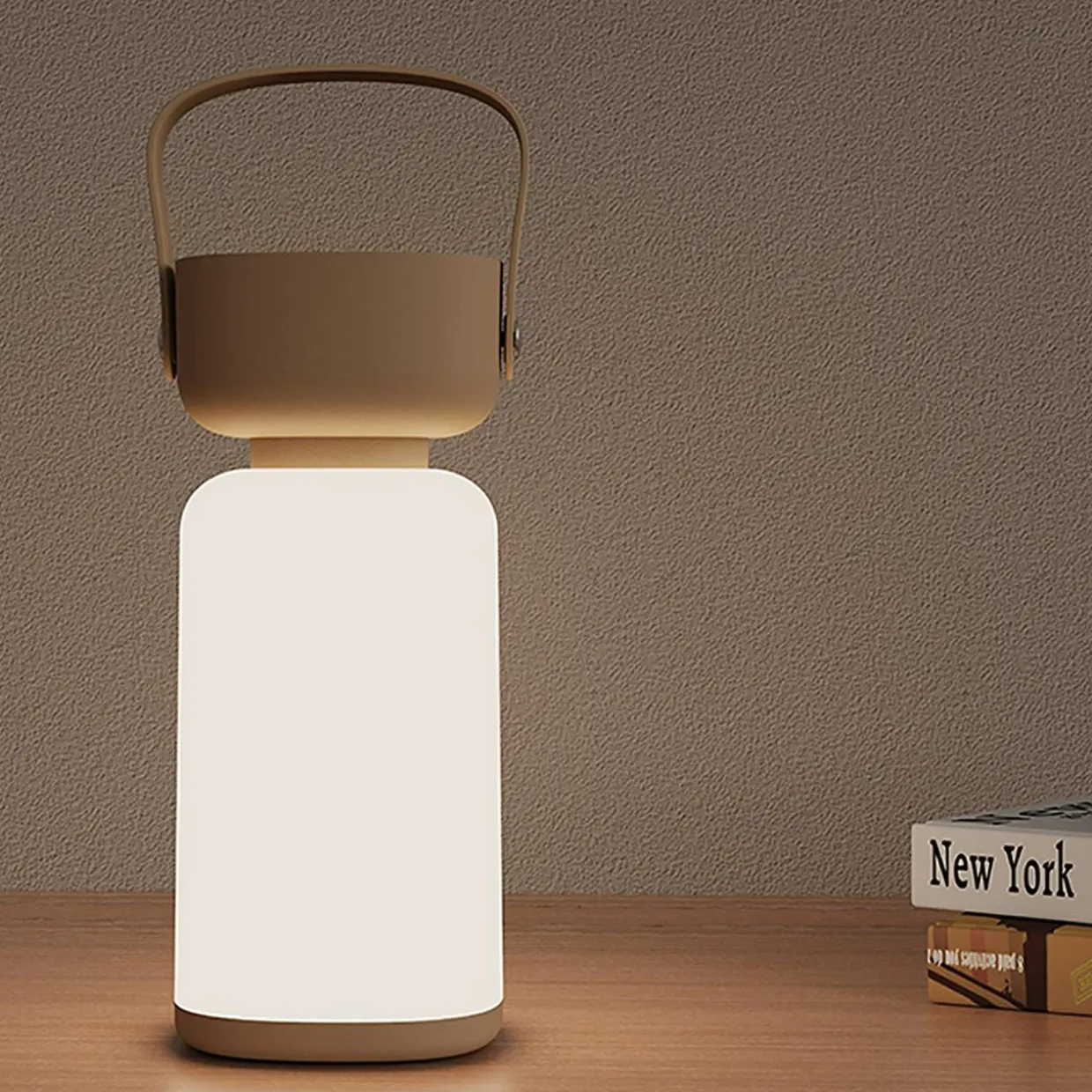Lampa stołowa LED IP44 biało-brązowa BATT
