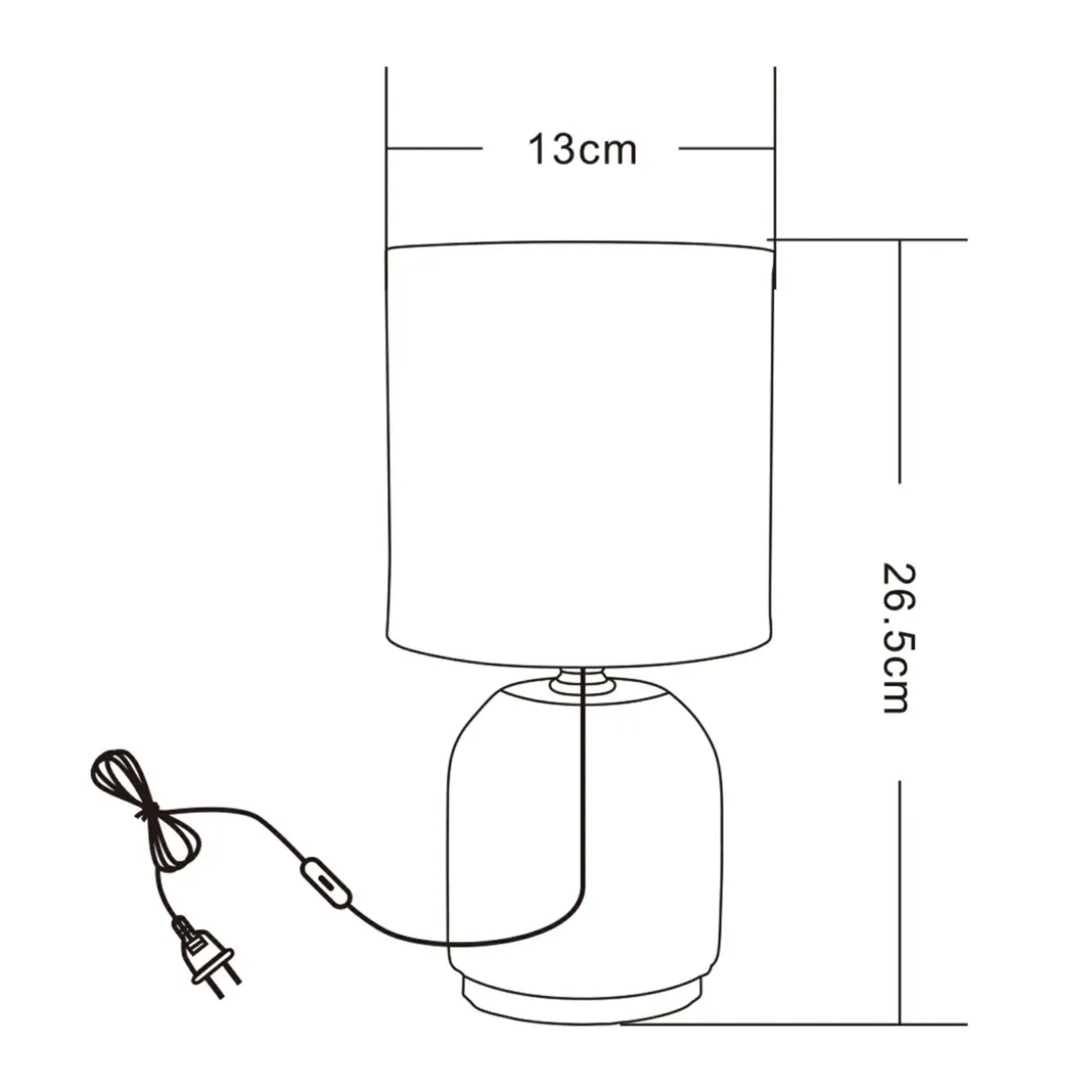 Lampa stołowa nocna szara 26,5 cm