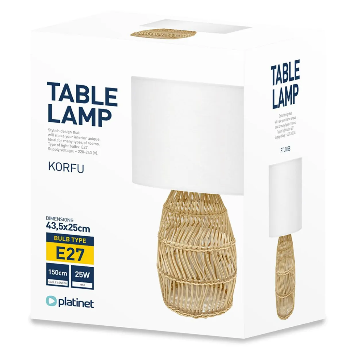 Lampa stołowa rattan KORFU