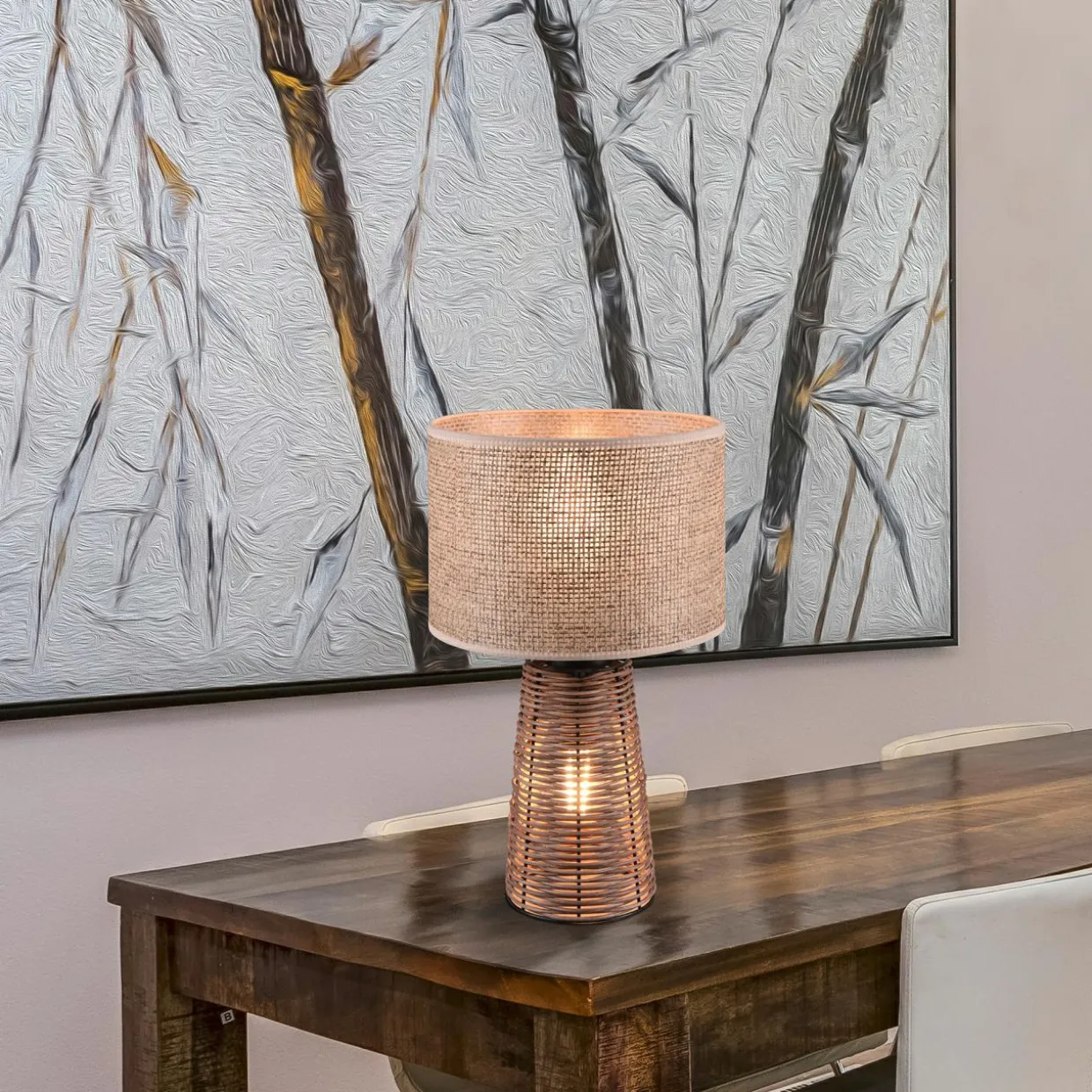 Lampa stołowa rattan STRAW