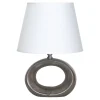 Lampa stołowa z abażurem biało-brązowa 30 cm