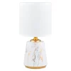 Lampa stołowa z abażurem biało-złota 27 cm