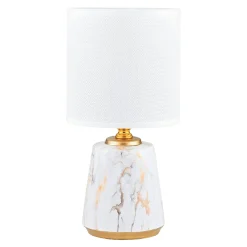 Lampa stołowa z abażurem biało-złota 27 cm