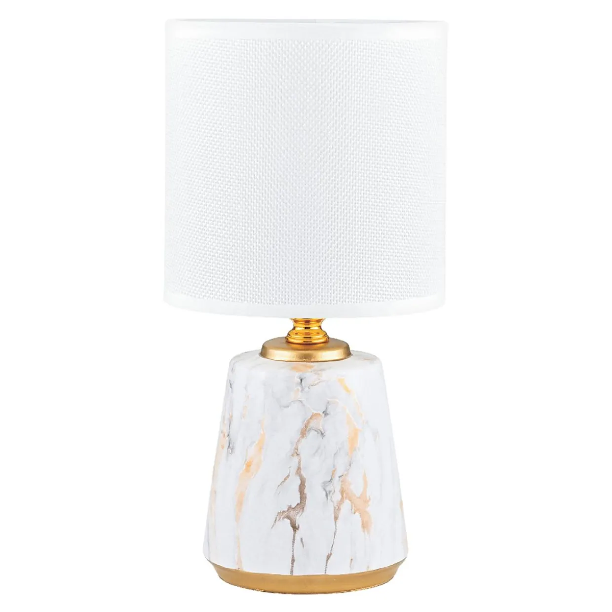 Lampa stołowa z abażurem biało-złota 27 cm