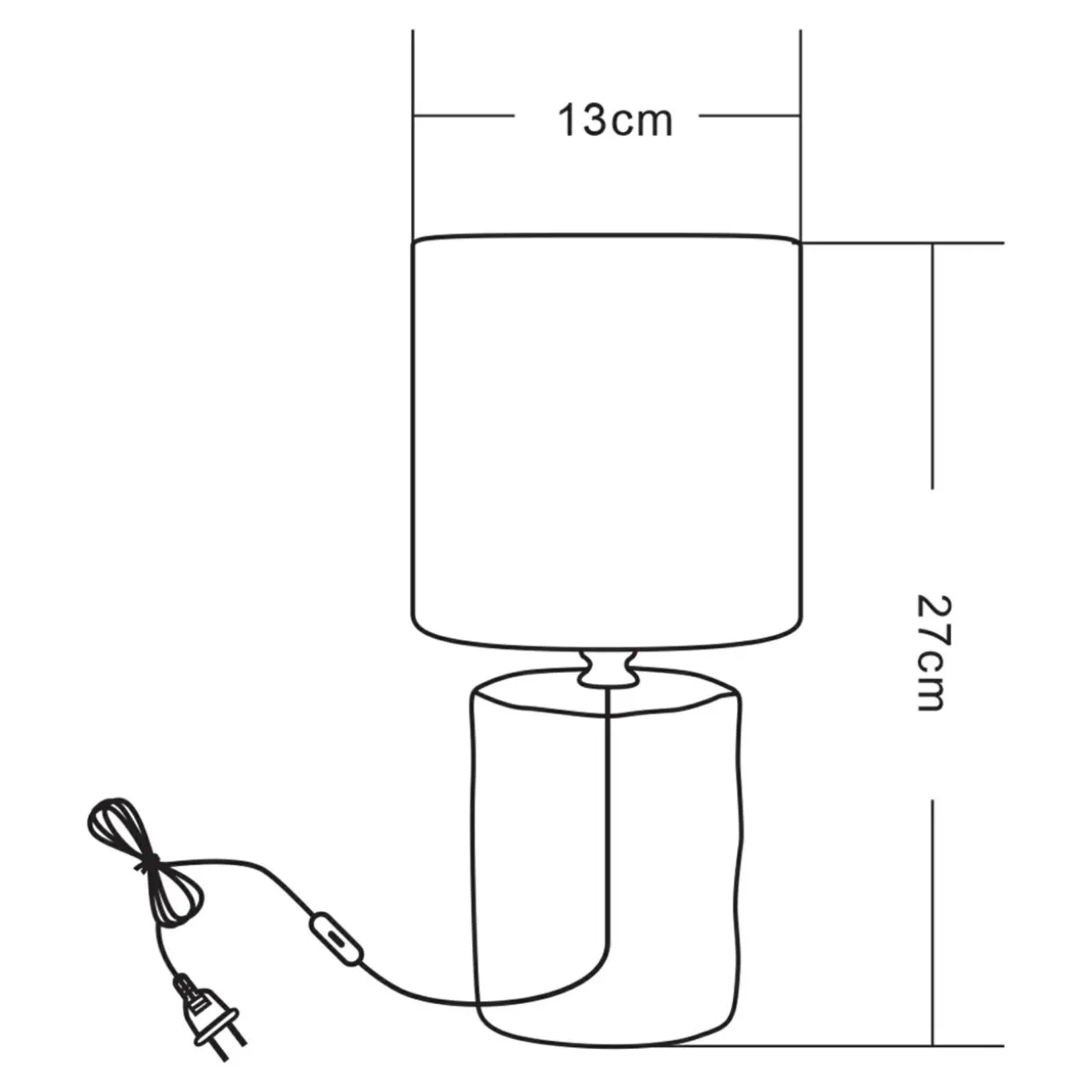 Lampa stołowa z abażurem biała 27 cm