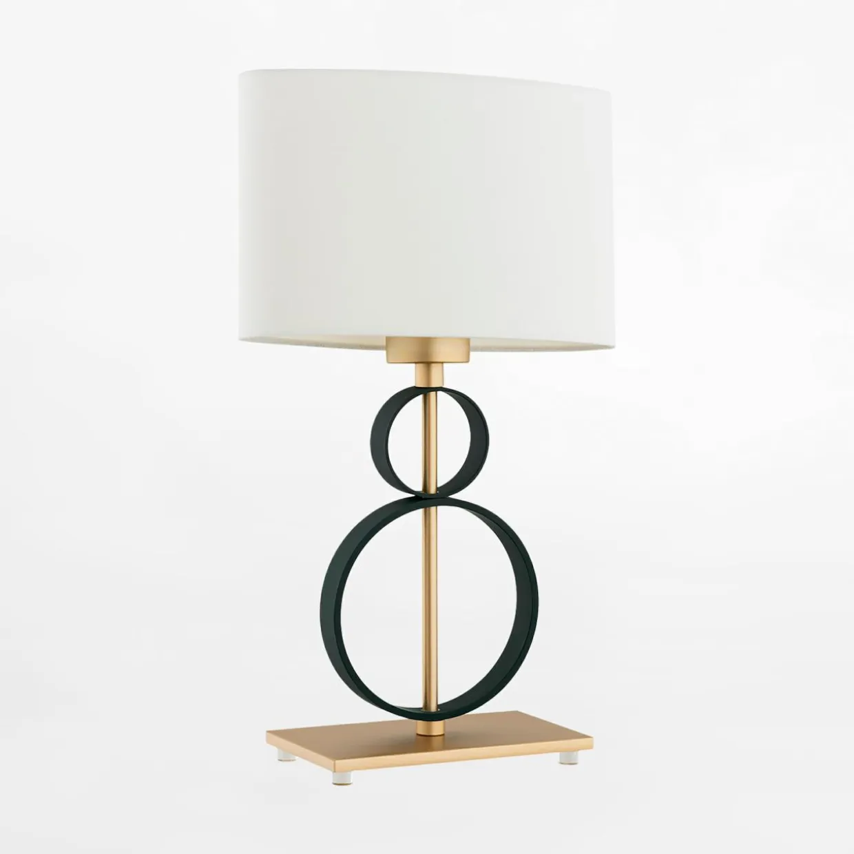 Lampa stołowa z abażurem czarno-złota PERSEO