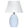 Lampa stołowa z abażurem niebiesko-biała 38 cm