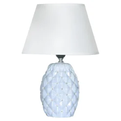Lampa stołowa z abażurem niebiesko-biała 38 cm