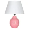 Lampa stołowa z abażurem różowo-biała 35,5 cm