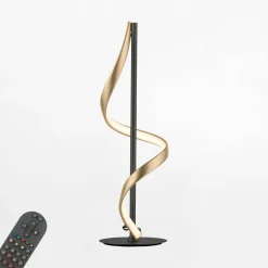 Lampa stołwa LED Wi-Fi czarno-złota Q-SWING z pilotem