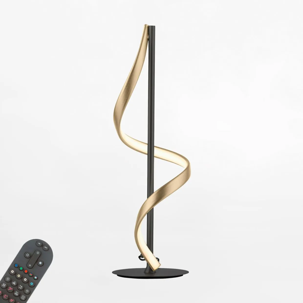 Lampa stołwa LED Wi-Fi czarno-złota Q-SWING z pilotem
