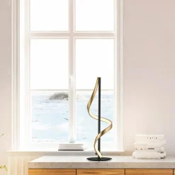 Lampa stołwa LED Wi-Fi czarno-złota Q-SWING z pilotem